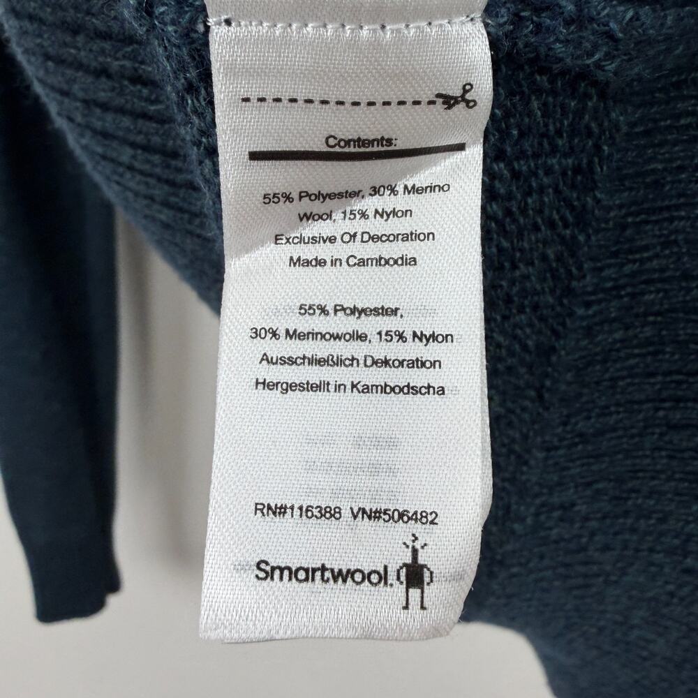 Smartwool Ripple Ridge Sweater Mens Medium Blue Half Zip Ribbed Merino Blend * - Picture 11 of 11
